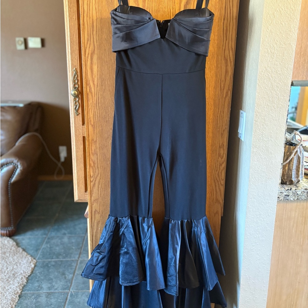 Black bell bottom custom jumpsuit